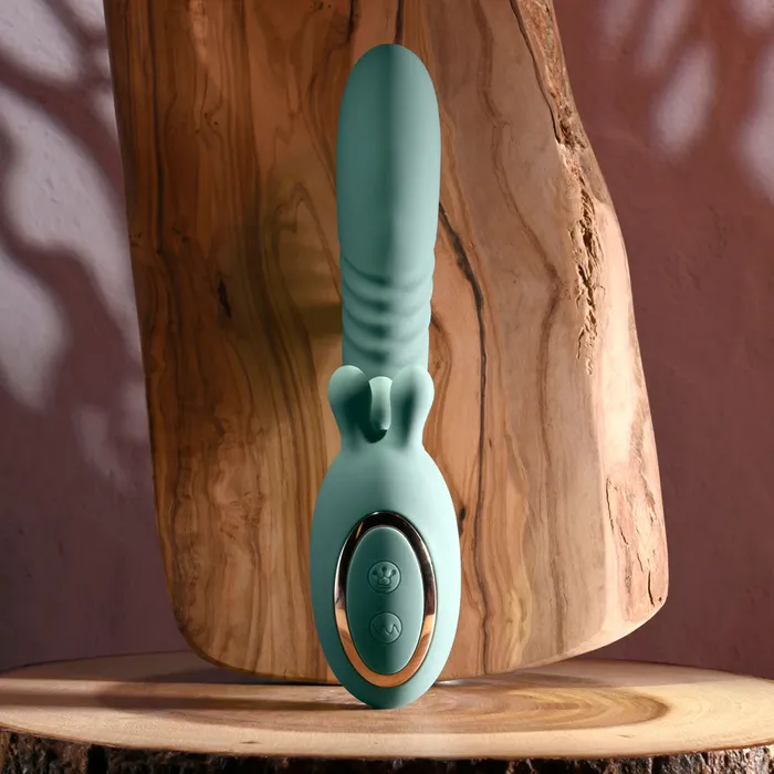 Vibrators | Evolved THRUST INTO ECSTASY - Green 21 cm USB Rechargeable Thrusting & Rotating Vibrator - Evolved