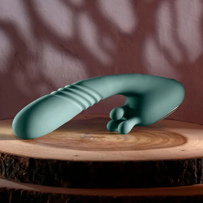 Vibrators | Evolved THRUST INTO ECSTASY - Green 21 cm USB Rechargeable Thrusting & Rotating Vibrator - Evolved