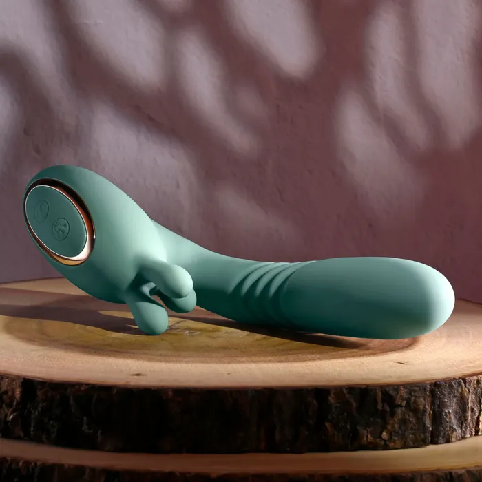 Vibrators | Evolved THRUST INTO ECSTASY - Green 21 cm USB Rechargeable Thrusting & Rotating Vibrator - Evolved