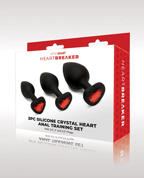 Whipsmart Heartbreaker 3 Pc Crystal Heart Anal Training Set - Black/red | Xgen Anal