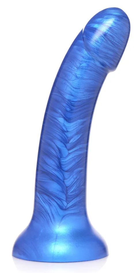 XR Brands Strap U Anal GTastic 7 Inch Metallic Silicone Dildo Blue