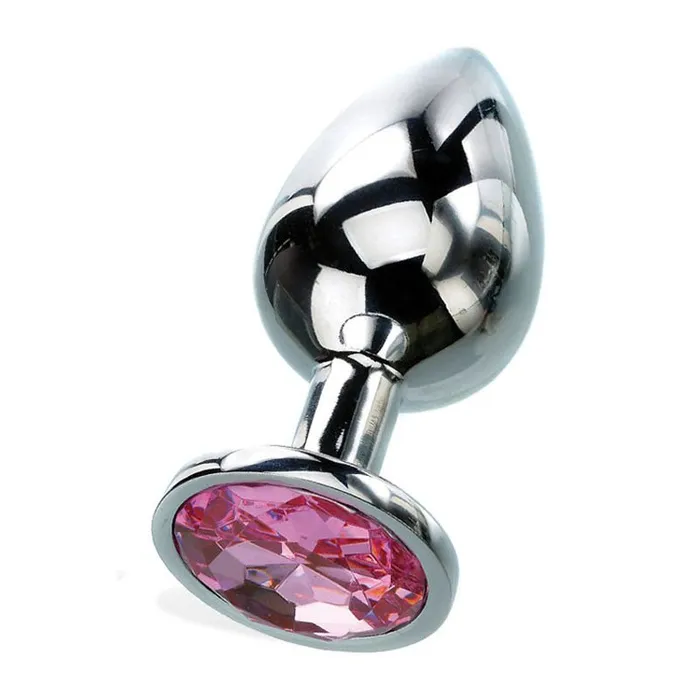 Adam Eve Male Sex Toys Adam Eve Gem Anal Plug Silver Medium 82 cm Metal Butt Plug with Pink Gem