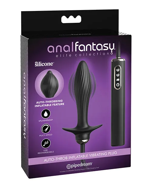 Anal Pipedream Products Anal Fantasy Elite Collection Auto Throb Inflatable Vibrating Plug Black