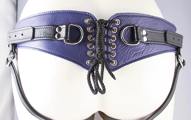 Aslan Leather Female Sex Toys Aslan Prince Minx Purple Leather StrapOn Harness