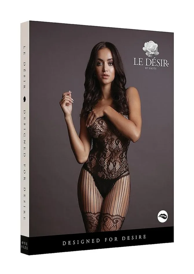 Bodystockings Playsuits Le Desir Le Desir Lace and Fishnet Bodystocking