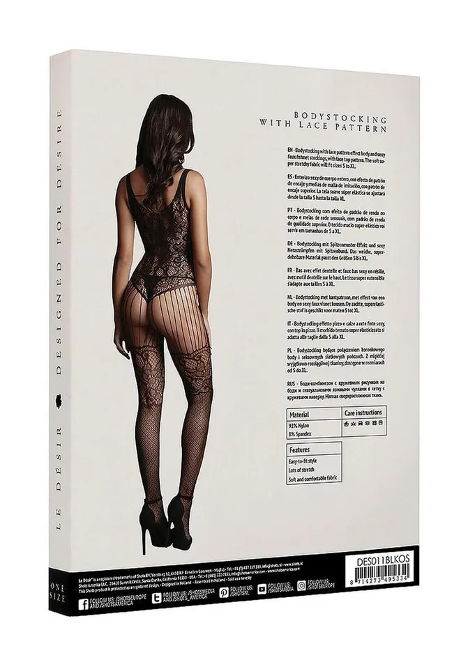 Bodystockings Playsuits Le Desir Le Desir Lace and Fishnet Bodystocking