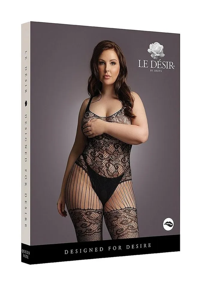 Bodystockings Playsuits Le Desir Le Desir Lace and Fishnet Bodystocking