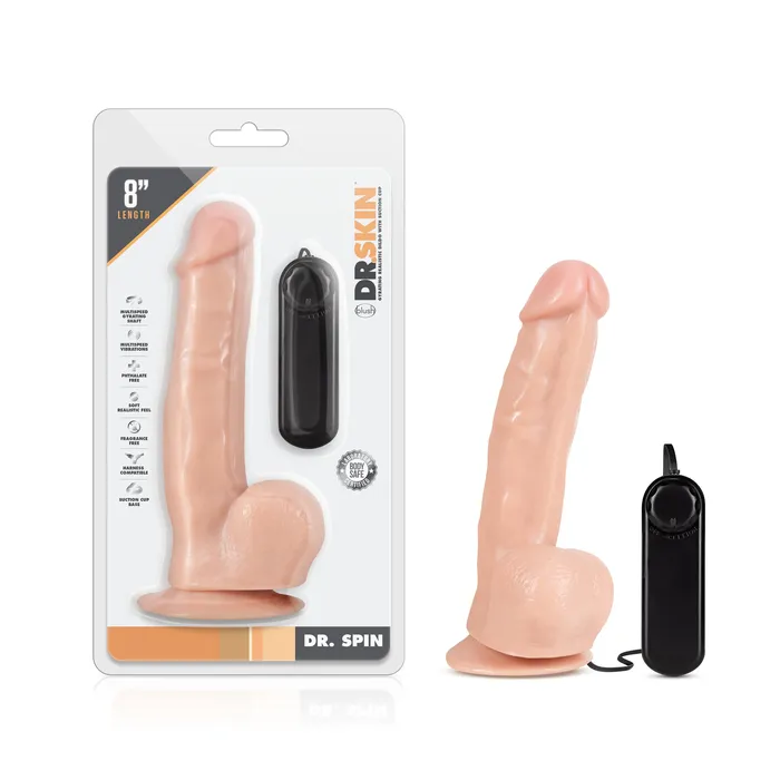 Dildos Blush Novelties Dr Skin Dr Spin 8 Inch Gyrating Realistic Dildo Vanilla