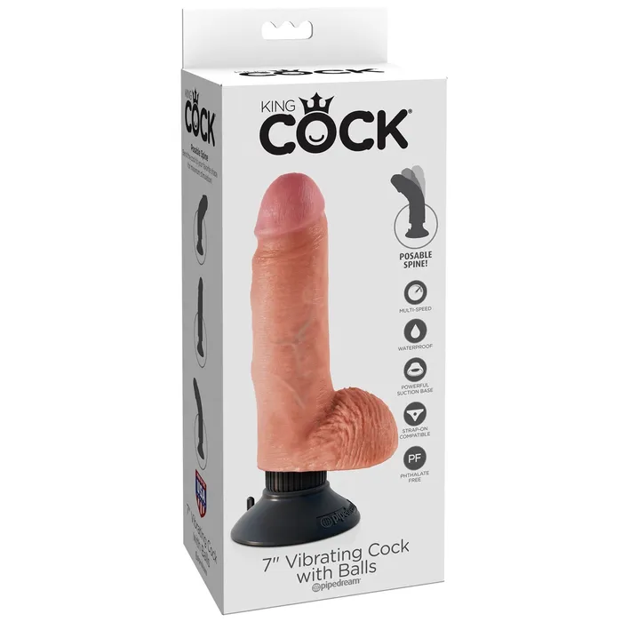 Dildos Pipedream King Cock 7Inch Vibrating Cock With Balls Flesh