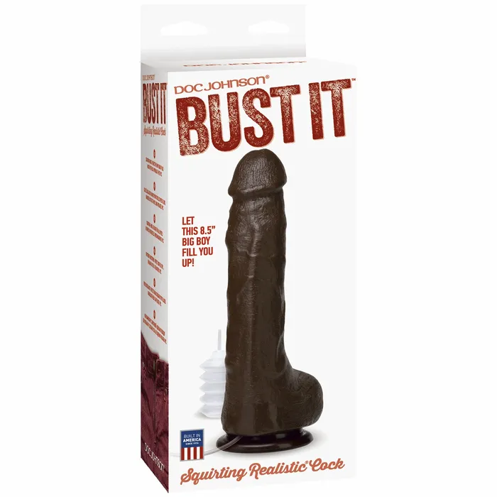 Dildos Realistic Cocks Bust It Squirting Realistic Cock w1 oz Nut Butter Black