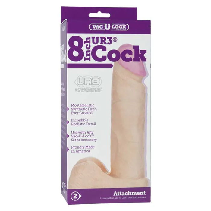 Doc Johnson Dildos Doc Johnson VacULock 8in UR3 Cock White