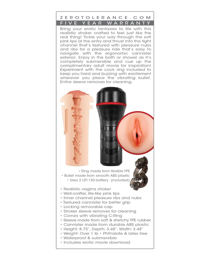 Evolved Novelties INC Male Sex Toys Zero Tolerance Pop On The Go Stroker