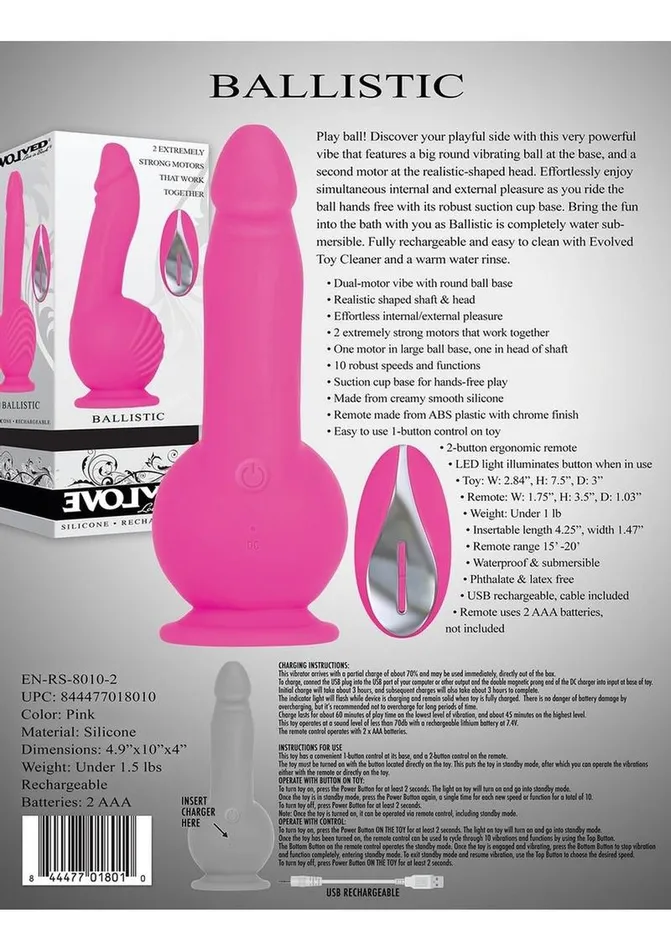 Female Sex Toys Evolved Ballistic Silicone Rechargeable Vibrator with Remote Control