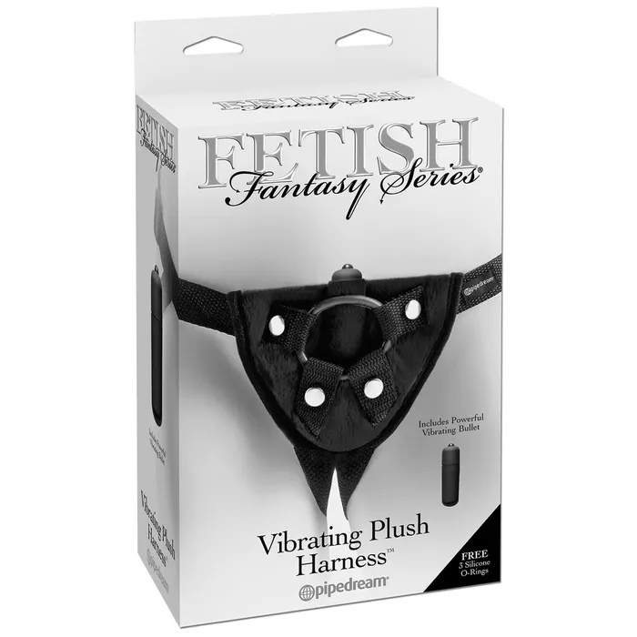 Female Sex Toys Fetish Fantasy Series Vibrating Plush Harness Black Pipedream