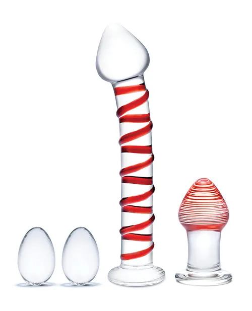 Glas 4 pc Mr Swirly Set wGlass Kegel Balls 325 Butt Plug Red Electric Eel INC Anal