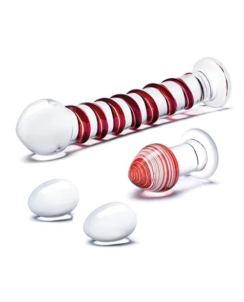 Glas 4 pc Mr Swirly Set wGlass Kegel Balls 325 Butt Plug Red Electric Eel INC Anal