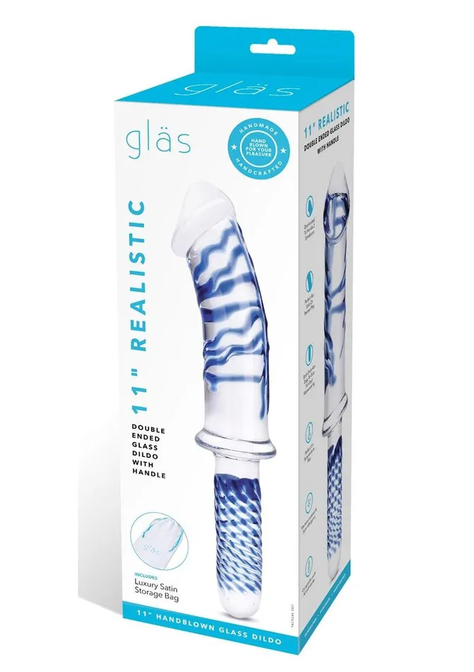 Glas Realistic Double Ended Glass Dildo with Handle Glas Dildos