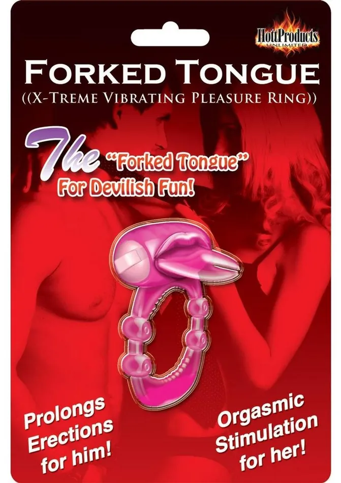 Hott Products Forked Tongue Vibrating Silicone Cock Ring Waterproof Male Sex Toys