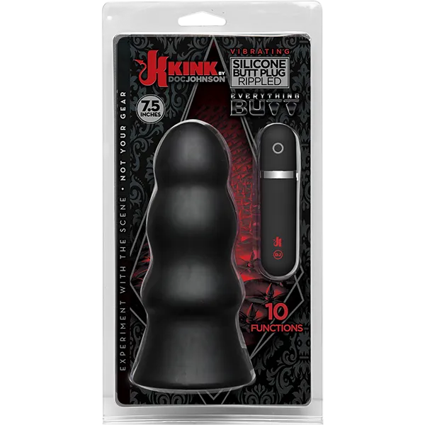 Kink Anal Kink Vibrating Silicone Butt Plug Rippled 75 inch Black