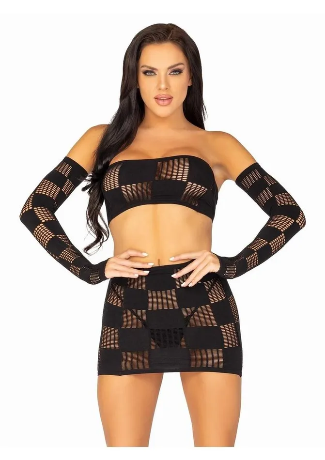 Leg Avenue Checkerboard Net and Opaque Bandeau Mini Skirt and Arm Warmers Leg Avenue Vibrators