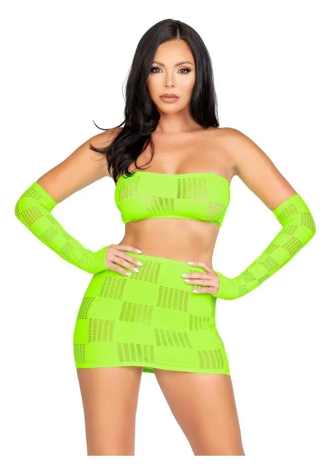 Leg Avenue Checkerboard Net and Opaque Bandeau Mini Skirt and Arm Warmers Leg Avenue Vibrators