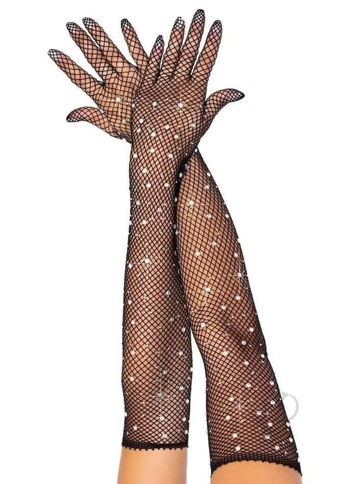 Leg Avenue Vibrators Leg Avenue Rhinestone Fishnet Opera Length Gloves