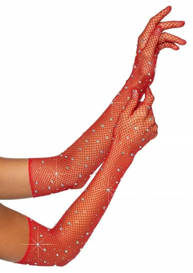 Leg Avenue Vibrators Leg Avenue Rhinestone Fishnet Opera Length Gloves