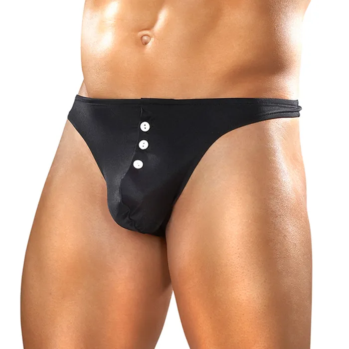 Male Power Anal Male Power Nylon Lycra EZ Access Thong Black LXL