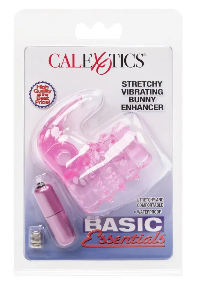 Male Sex Toys Basic Essentials Basic Essentials Stretchy Vibrating Bunny Enhancer Cock Ring with Clitoral Stimulation