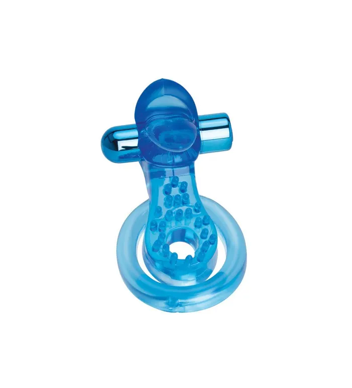 Male Sex Toys Bodywand Bodywand Rechargeable Duo Ring with Clit Tickler Blue Vibrating Cock Ring