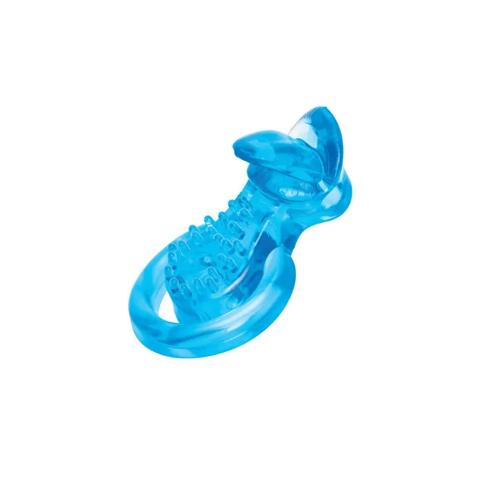 Male Sex Toys Bodywand Bodywand Rechargeable Duo Ring with Clit Tickler Blue Vibrating Cock Ring