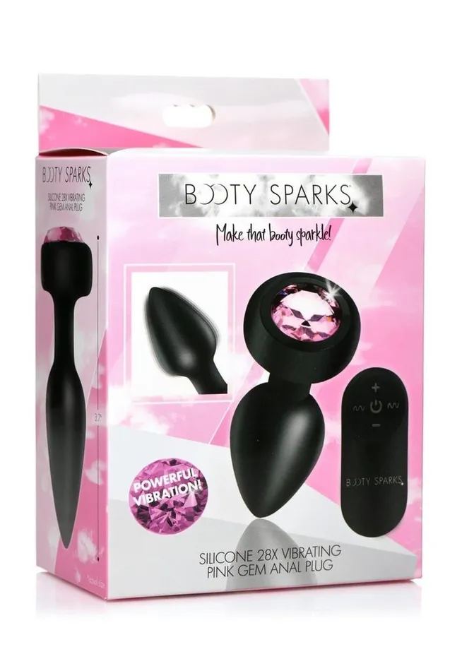 Male Sex Toys Booty Sparks 28x Rechargeable Silicone Vibrating Gem Anal Plug with Remote Control Booty Sparks