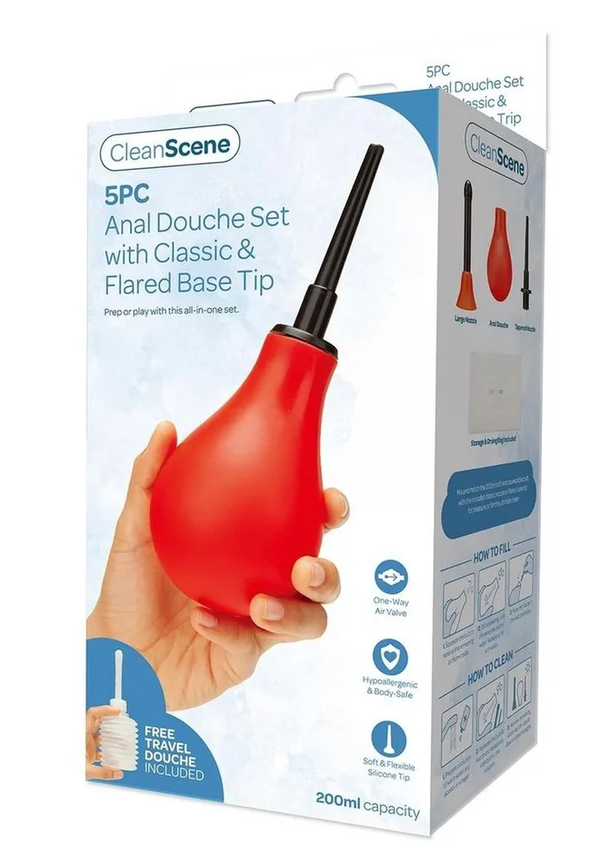 Male Sex Toys CleanScene Cleanscene Anal Douche Set with Classic and Flared Base