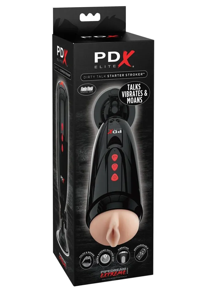 Male Sex Toys Pipedream Extreme Elite Rechargeable Dirty Talk Starter Masturbator Pussy PDX Elite