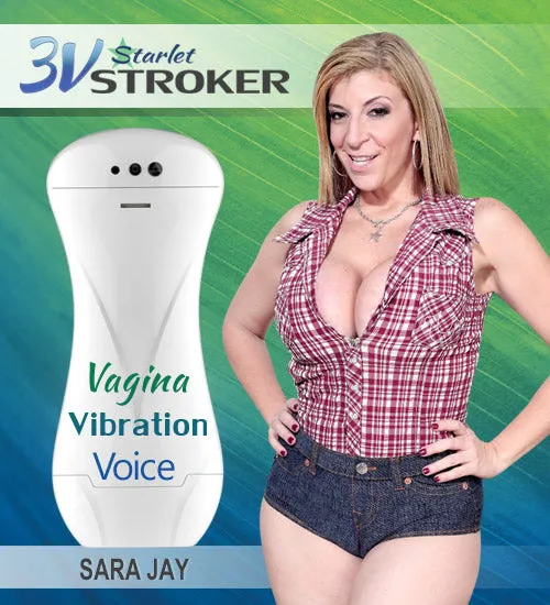 Male Sex Toys Pleasure Products USA 3v Talking and Vibrating Starlet Stroker Sara Jay