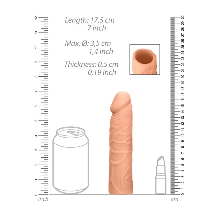 Male Sex Toys Shots Toys REALROCK 7 Penis Extender Flesh 178 cm Penis Extension Sleeve