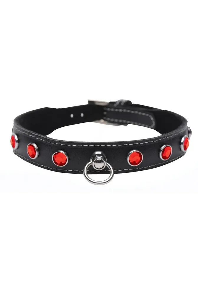 Master Series Male Sex Toys Master Series Fierce Vixen Leather Collar with Rhinestones