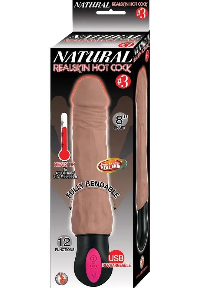 Natural Realskin Hot Cock 3 Rechargeable Warming Dildo Natural Female Sex Toys