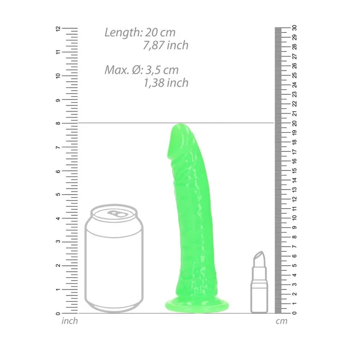 REALROCK 18 cm Slim Glow in the Dark Neon Green Shots Toys Female Sex Toys