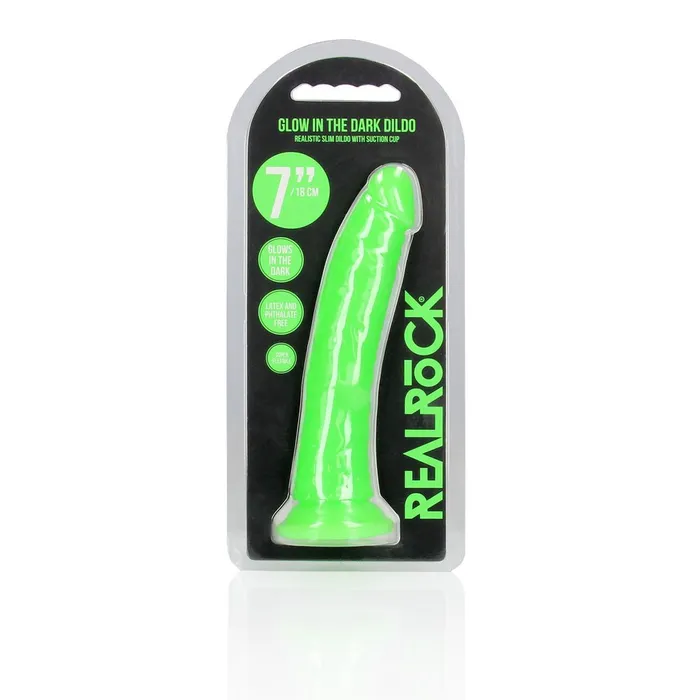 REALROCK 18 cm Slim Glow in the Dark Neon Green Shots Toys Female Sex Toys