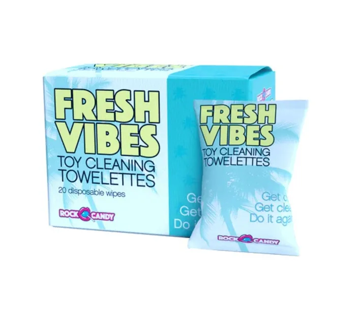 Rock Candy Vibrators Fresh Vibes Individual Sealed Cleaning Wipes 20count by Rock Candy