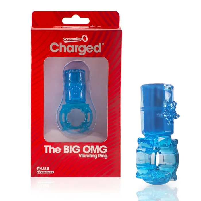 Screaming O Male Sex Toys Big Omg Vibrating Ring Blue Each