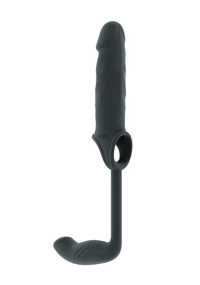 Shots Sono Sono No34 Stretchy Penis Exten and Plug Grey Male Sex Toys