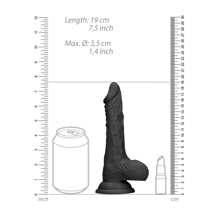 Shots Toys REALROCK 7 Realistic Dildo With Balls Black 178 cm Dong Female Sex Toys