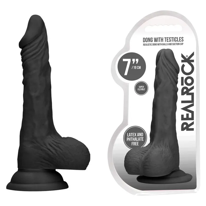 Shots Toys REALROCK 7 Realistic Dildo With Balls Black 178 cm Dong Female Sex Toys