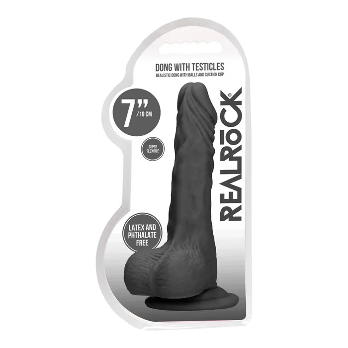 Shots Toys REALROCK 7 Realistic Dildo With Balls Black 178 cm Dong Female Sex Toys