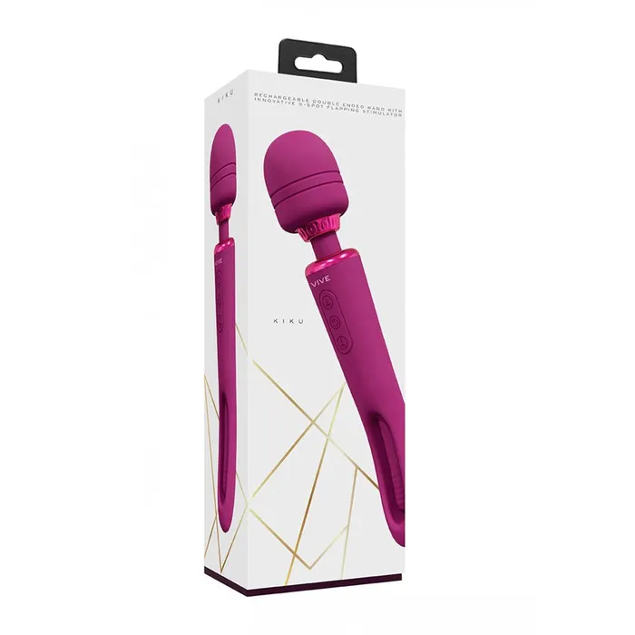 VIVE Kiku Pink 252 cm Dual End Massage Wand with Flapping Tip Shots Toys Vibrators