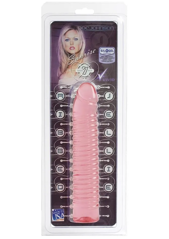 Vivid Sunrise Ribbed Jellie Dildo Doc Johnson Female Sex Toys