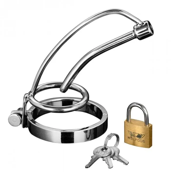 XR Brands Male Sex Toys Stainless Steel Asylum Locking Chastity Brace