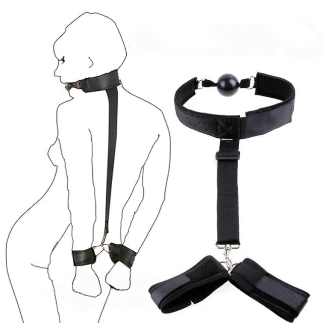 Bondage Harness Adjustable Handcuff Wrist Ankle Cuffs Gag Mouth 69shadesofplay Handcuffs Restraints